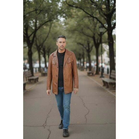 Reed Leather Other - Vintage Men’s 1970’s Reed Sportswear Leather Coat Size L